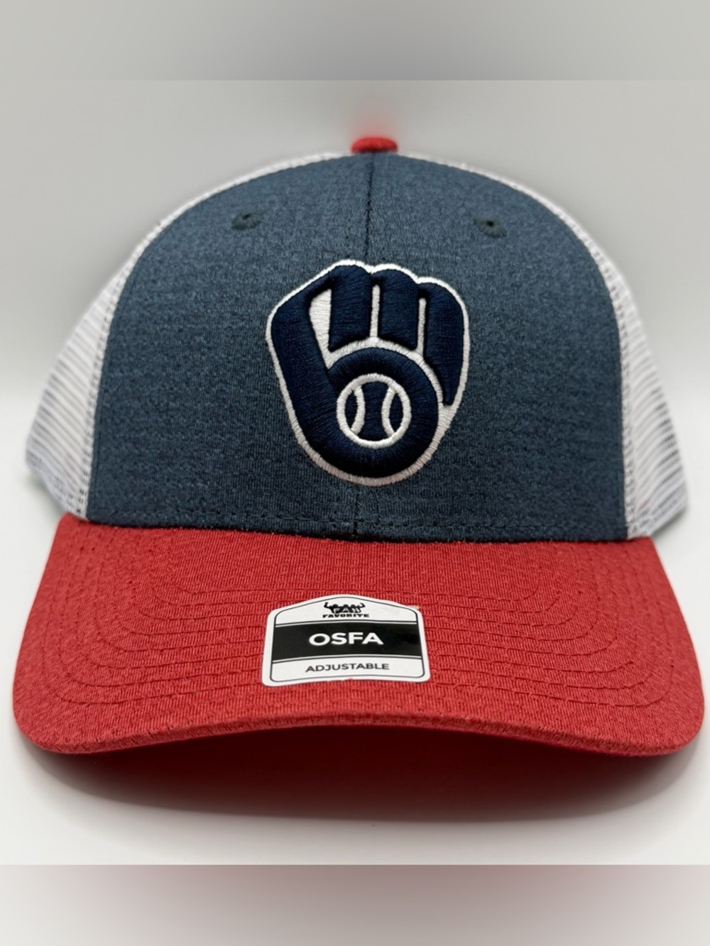 Milwaukee Brewers Fan Favorite Snapback Hat Blue Red Trucker Cap MLB Baseball